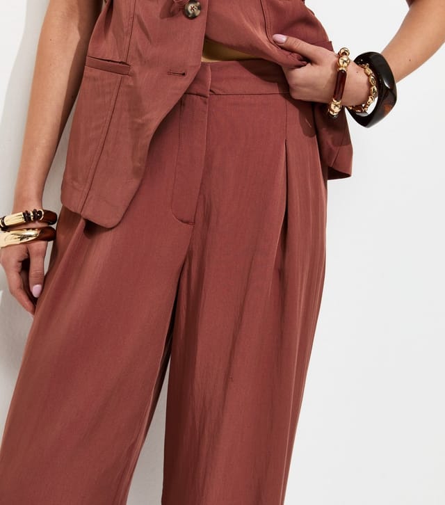 New Look Women's Rust Tailored Wide Leg Trousers New Look - 2