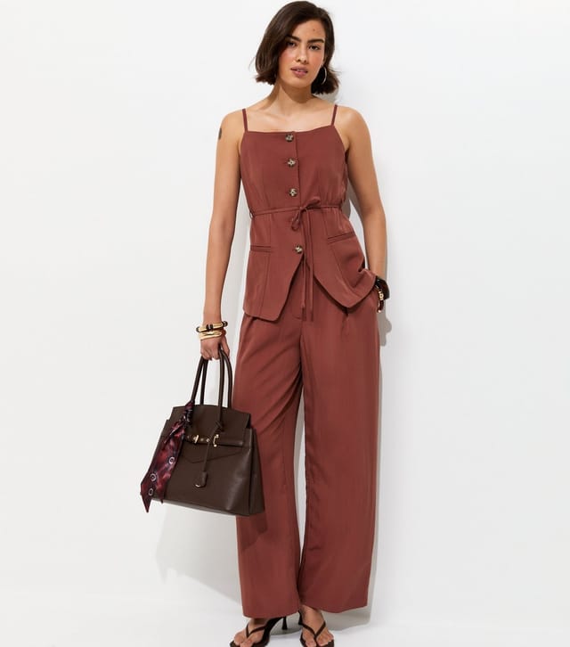 New Look Women's Rust Tailored Wide Leg Trousers New Look - 3