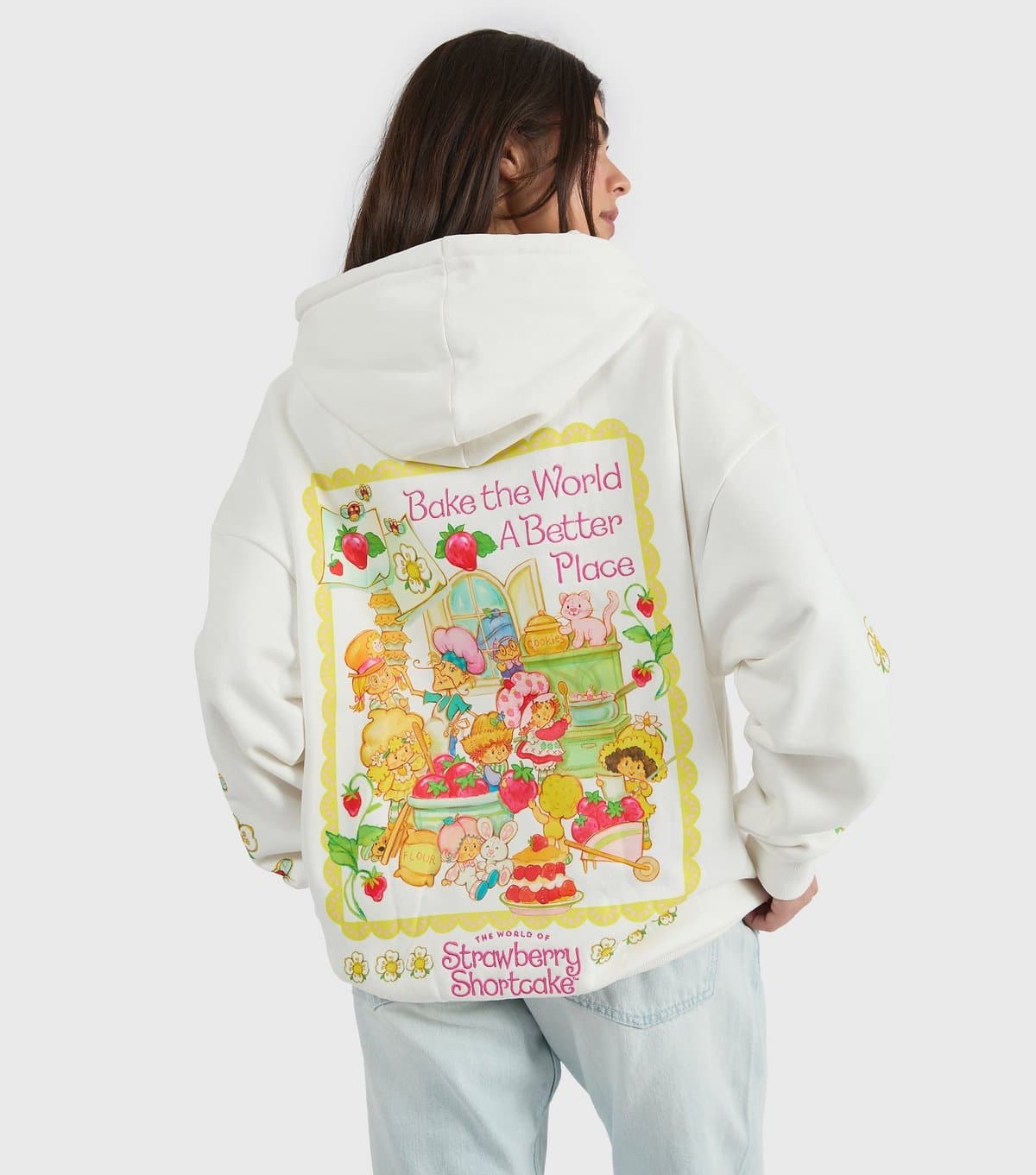 Skinnydip Women's White Strawberry Shortcake Embroidered Hoodie Skinnydip New Look