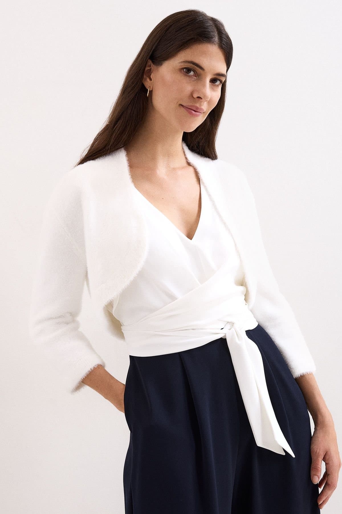 Phase Eight Phase Eight Women's Fay Fluffy 3/4 Length Sleeve Bolero in Warm White