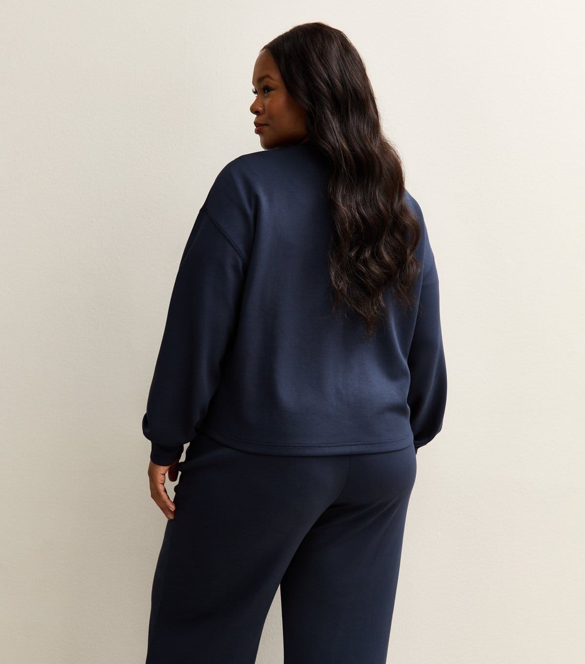 New Look Women's Plus Size Premium Navy Jersey Crew Neck Sweatshirt Curves New Look - 4