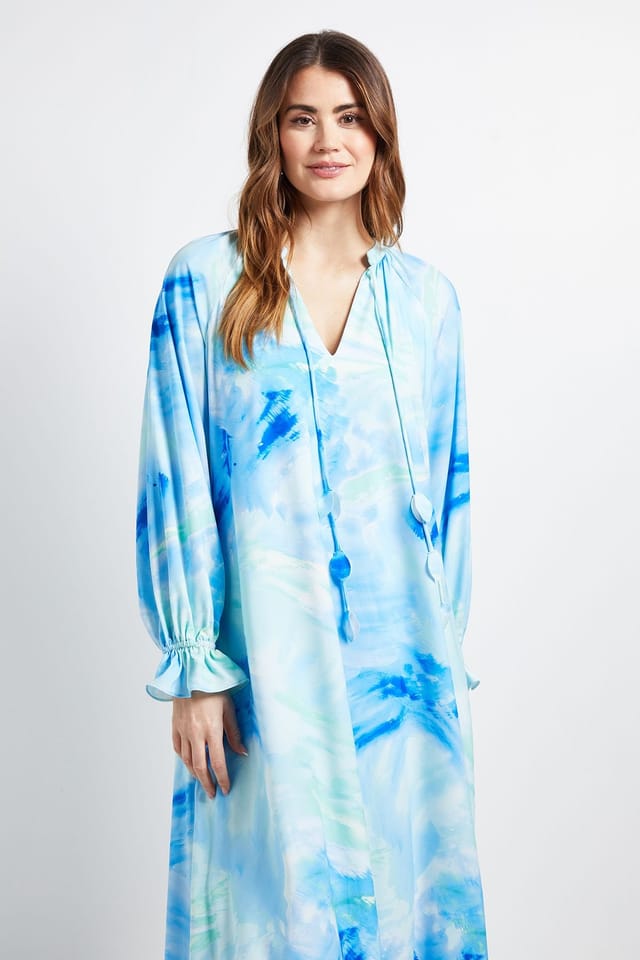 Wallis Wallis Women's Abstract Tie Smock Dress in Blue - 2