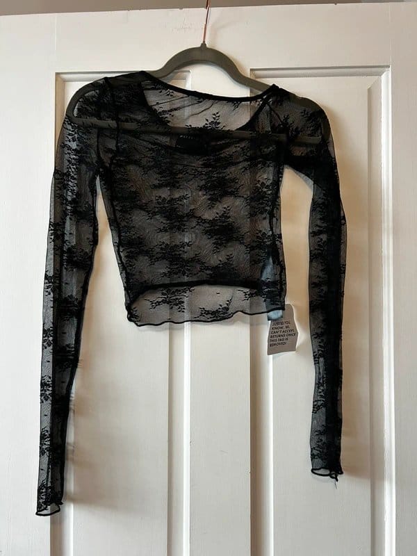 ASOS ASOS sheer lace top black long sleeve - 1