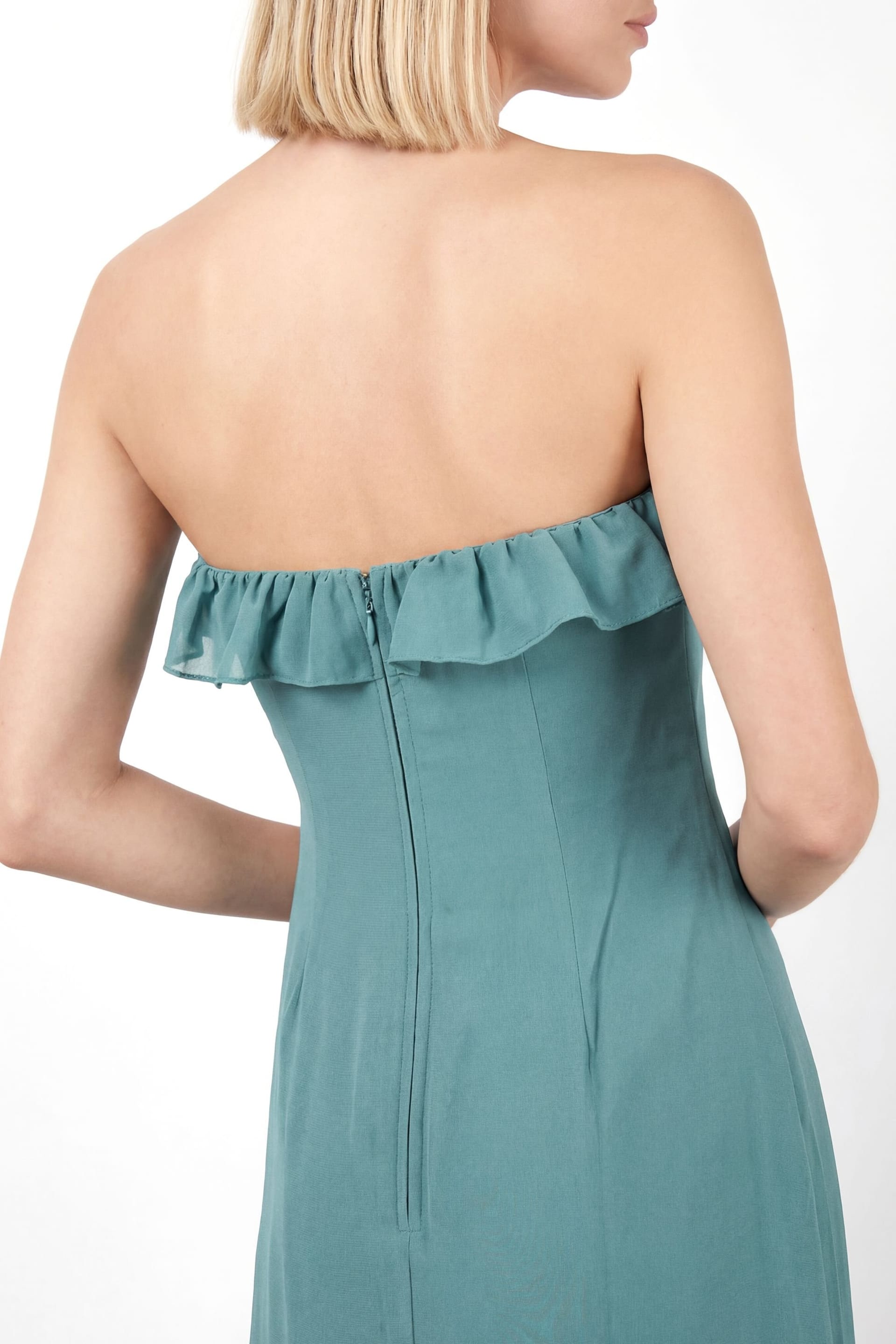 Maya Deluxe Maya Deluxe Women's Floral Embroidery Bandeau Maxi Dress in Turquoise - 4