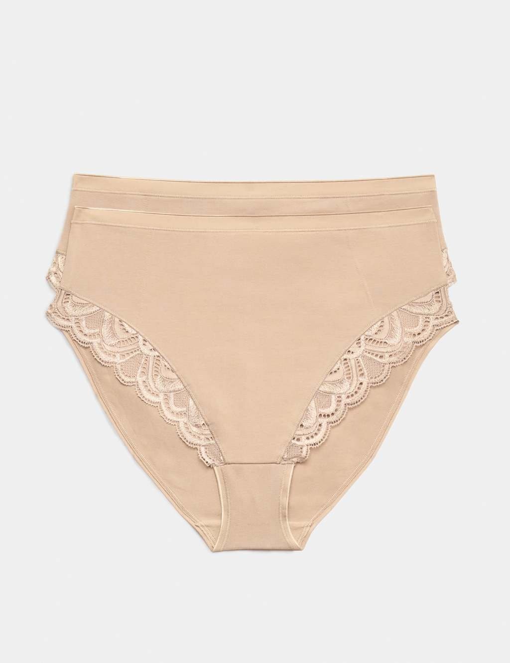 Marks & Spencer M&S 2 Pack Amelia Lace Cotton Rich Shaping Knickers Rose Quartz