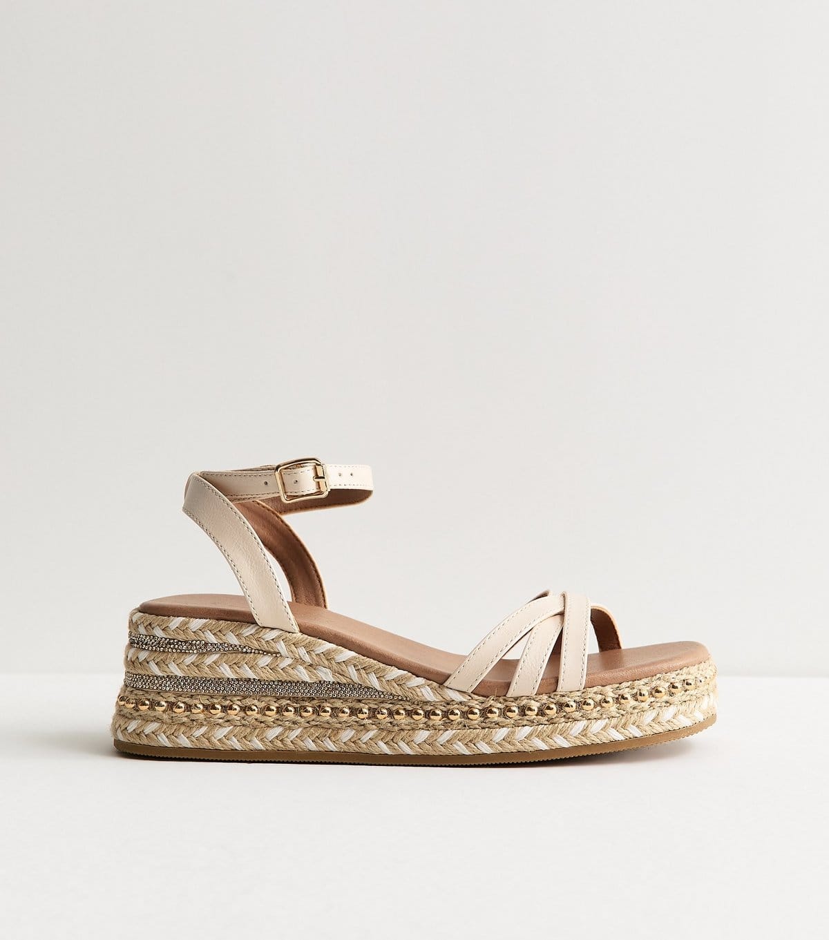 New Look Women's Off White Strappy Woven Wedge Sandals Vegan New Look - 1