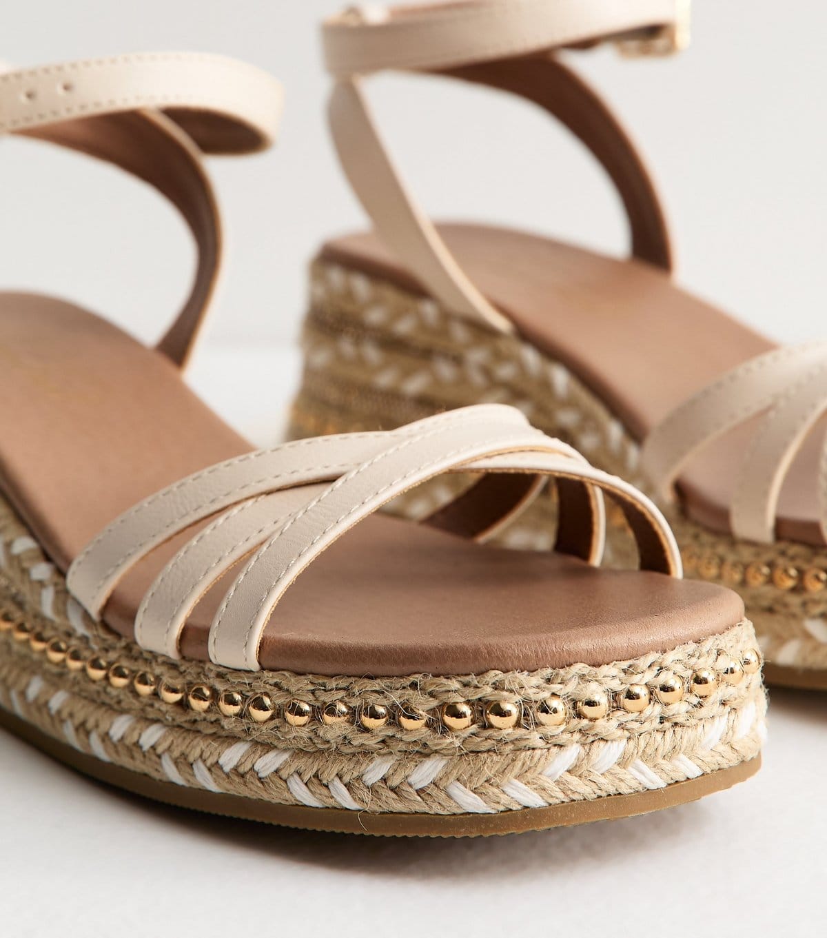 New Look Women's Off White Strappy Woven Wedge Sandals Vegan New Look - 4