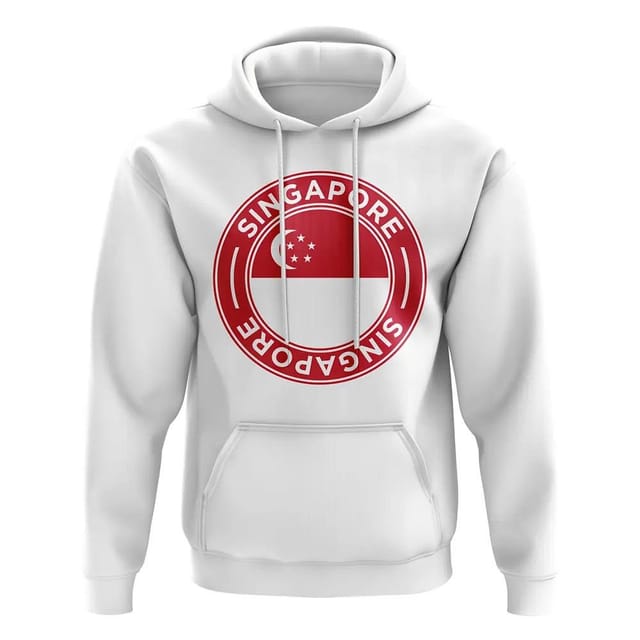 Singapore Singapore Men's Personalised Football Badge Hoodie in White - 2