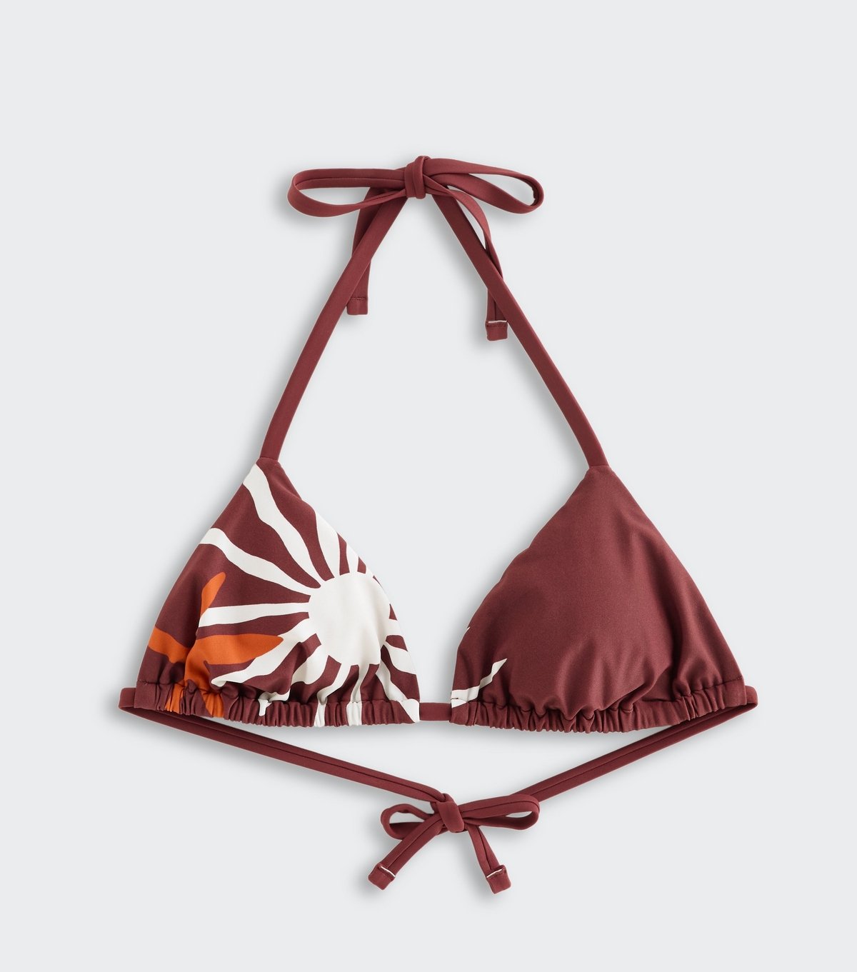 New Look Women's Brown Sun Print Halterneck Bikini Top New Look - 1