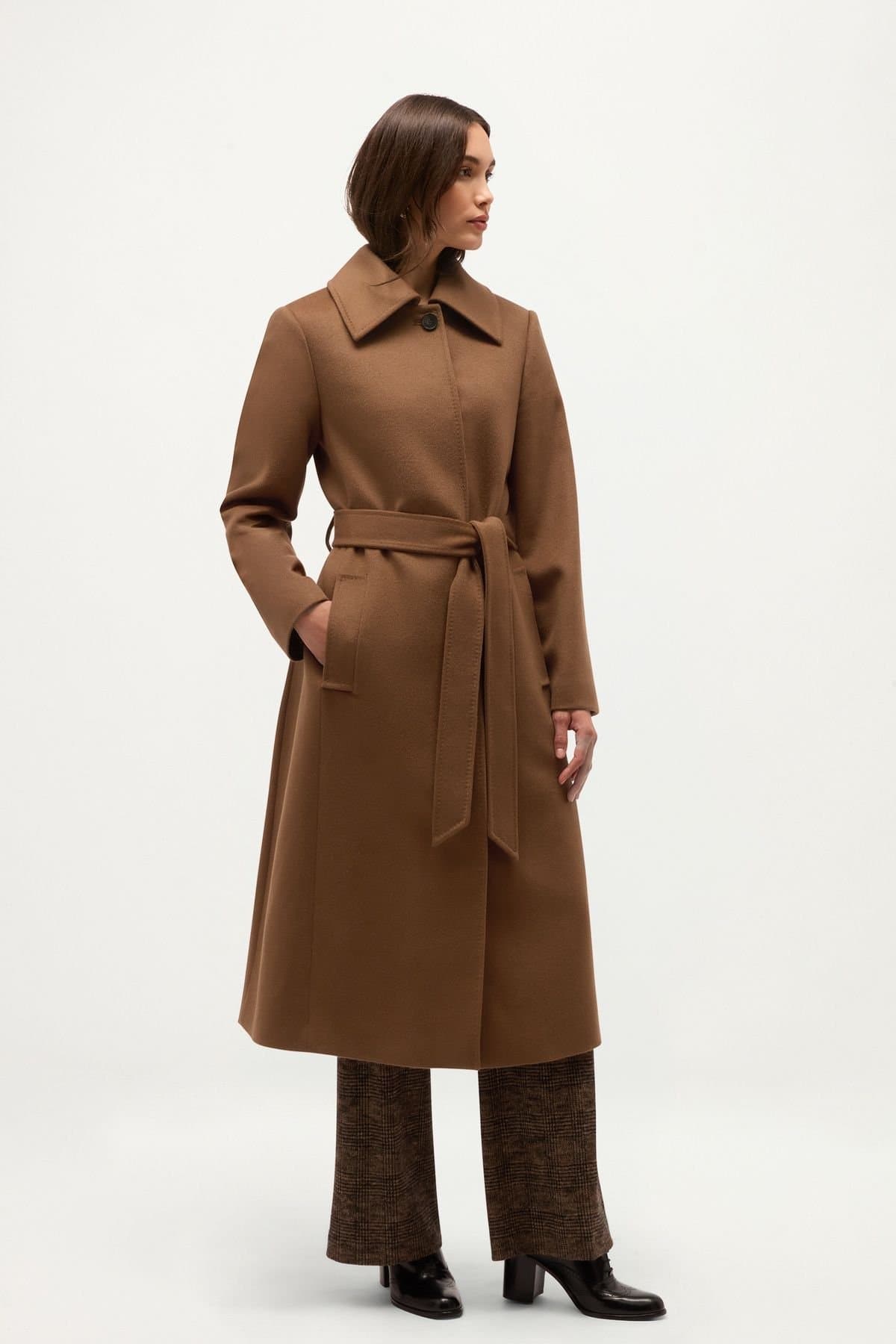 Hobbs London Hobbs London Women's Mira Belted Wool Coat in Light Brown