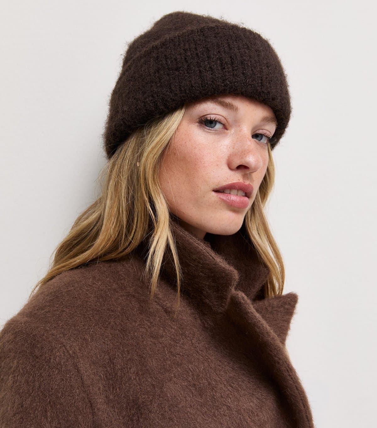 New Look Dark Brown Chunky Ribbed Knit Beanie New Look
