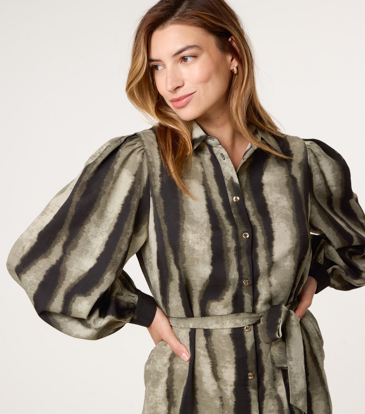 Blue Vanilla Women's Khaki Shirt Midi Dress Blue Vanilla New Look - 2