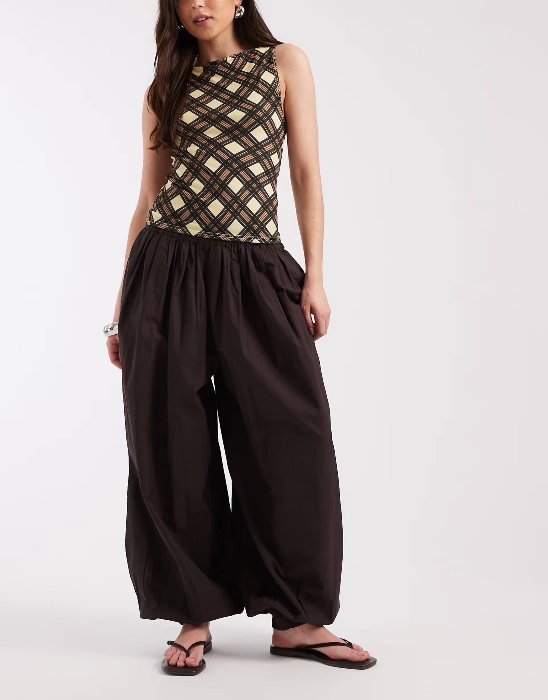 ASOS ASOS AWARE Chocolate Brown Woven Balloon Trousers