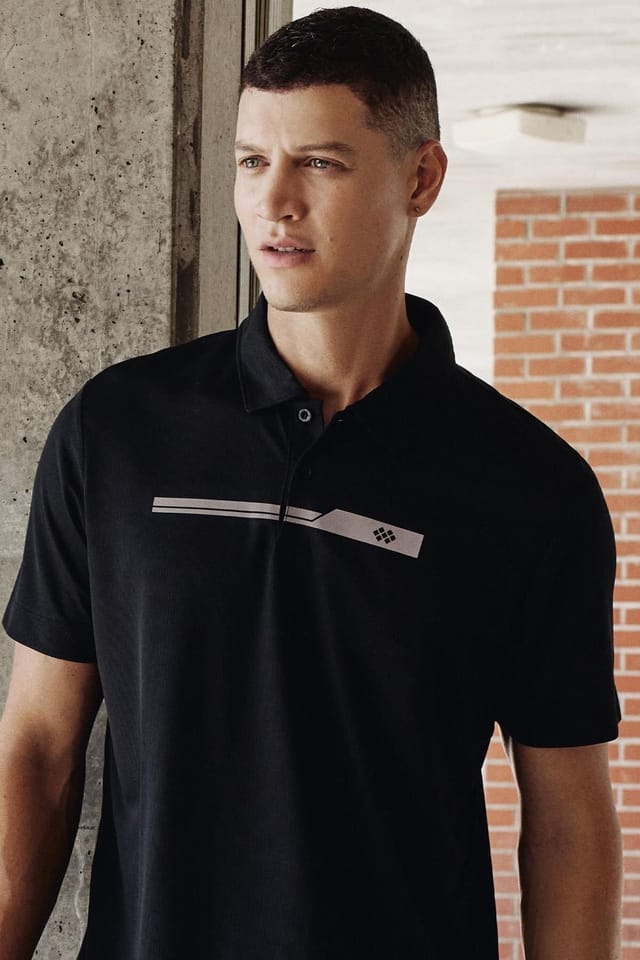 Tommy Life Tommy Life Men's Polo Collar Button T-Shirt in Black - 2