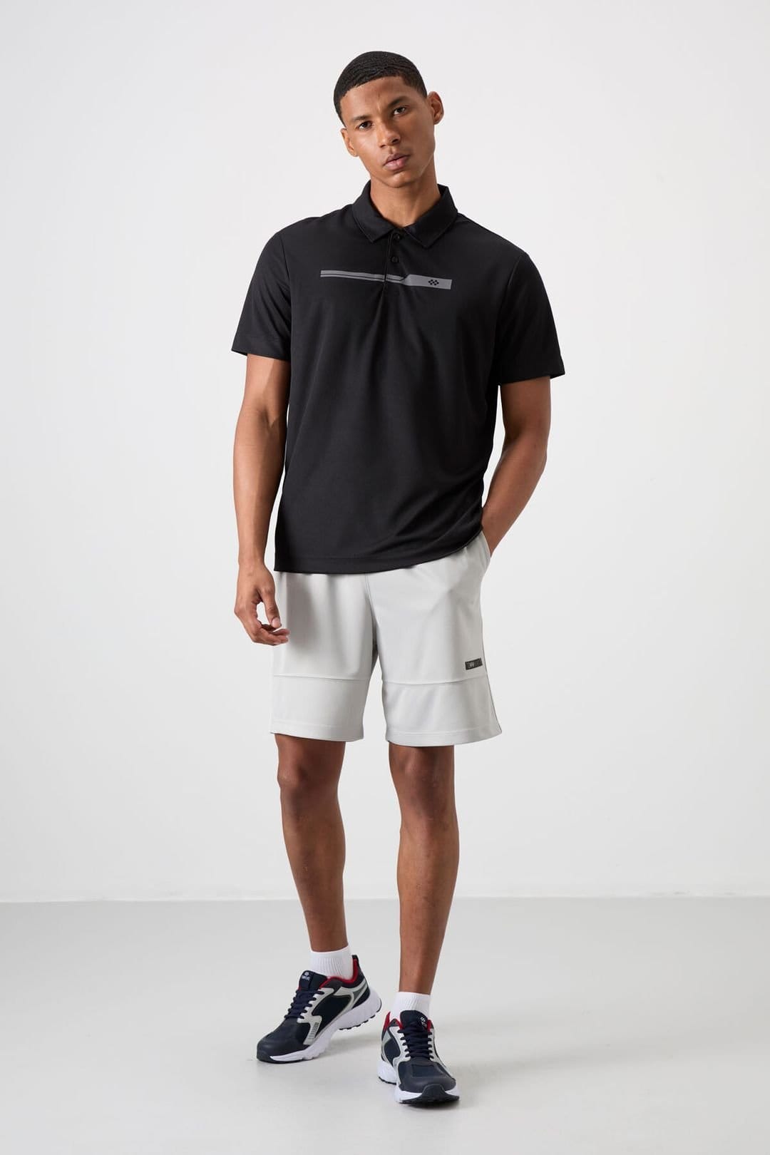 Tommy Life Tommy Life Men's Polo Collar Button T-Shirt in Black - 4