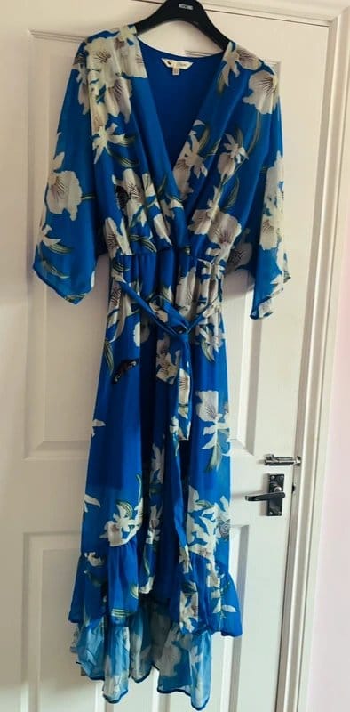 Yumi Blue Floral Wrap Dress