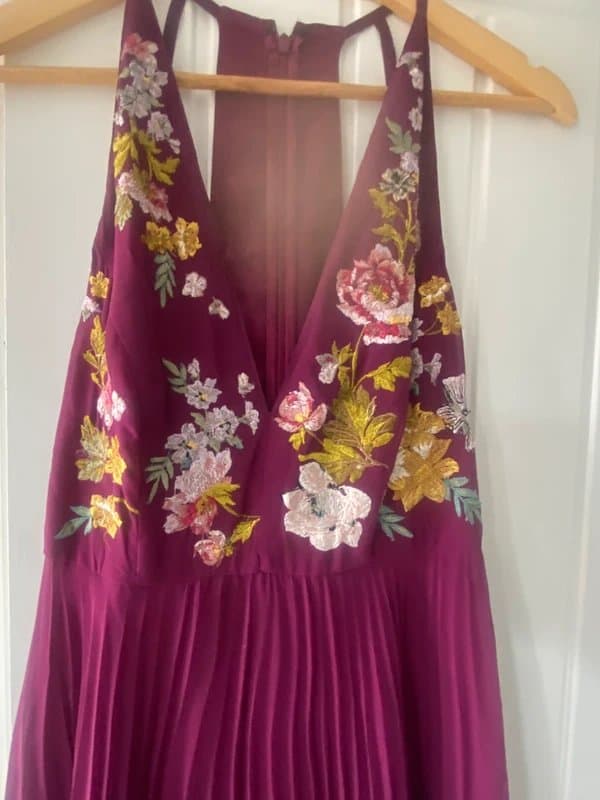 ASOS Plum / purple embroidered midi dress size 10