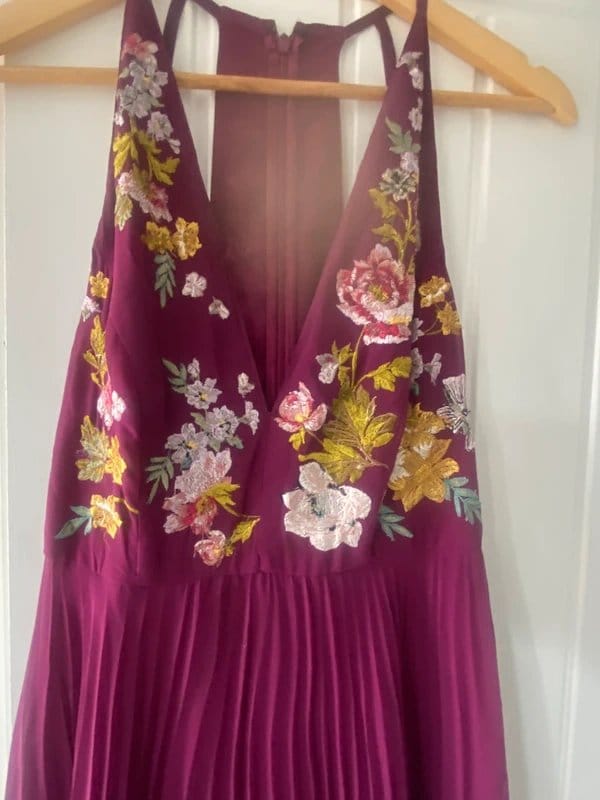 ASOS Purple Embroidered Midi Dress Size 10