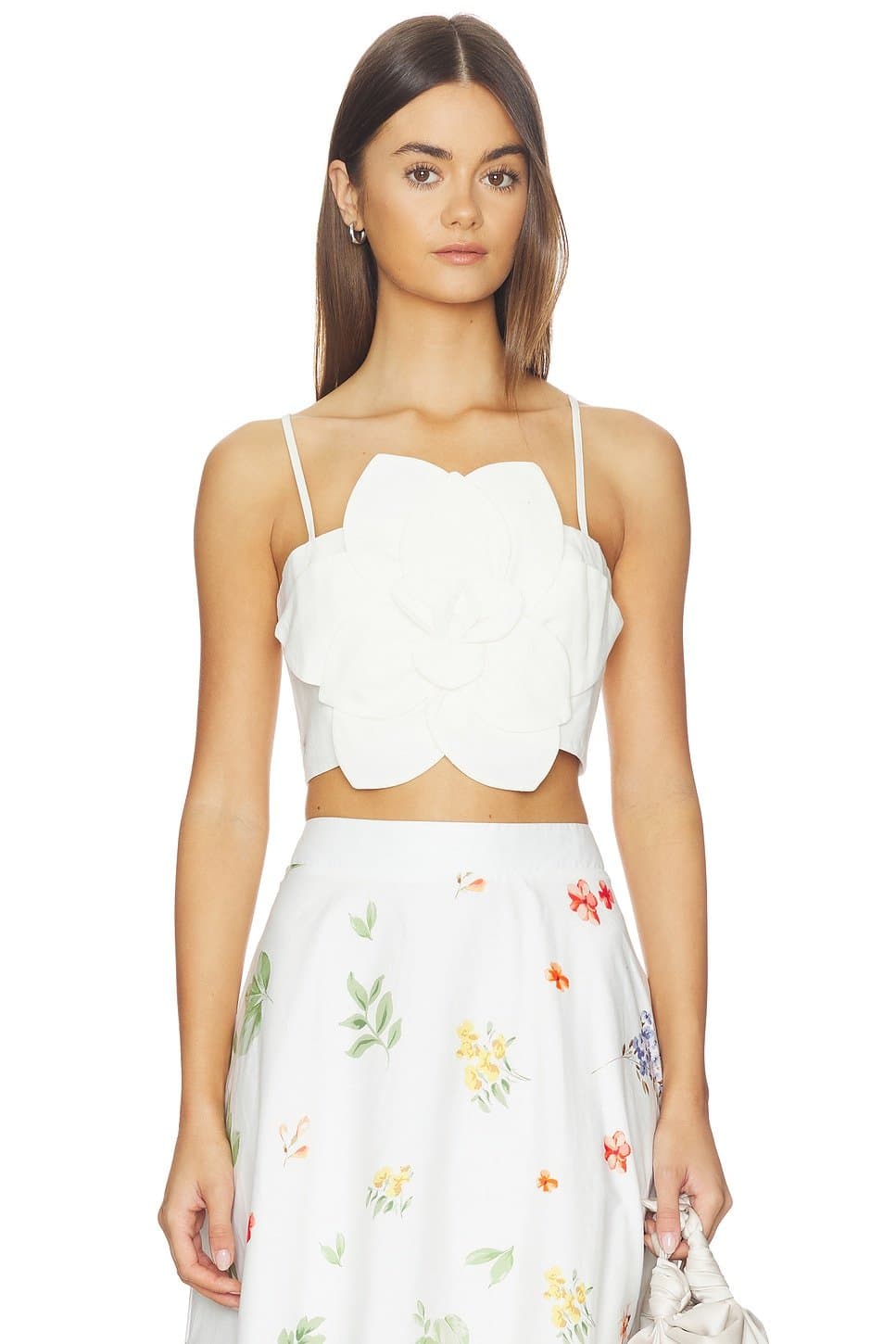 revolve Revolve Floral Crop Top in White