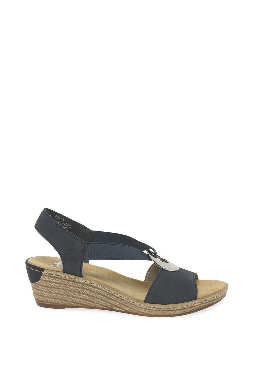 Rieker Rieker Women's Navy Wedge Heel Sandals