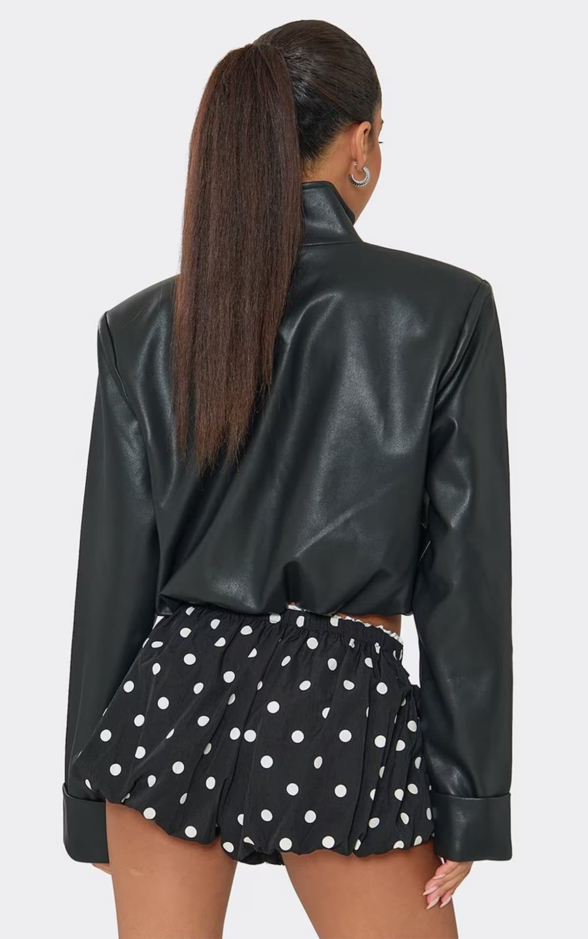 EGO Low Rise Ruffled Floaty Mini Shorts In Black Polka Dot., Women's Size UK One Size