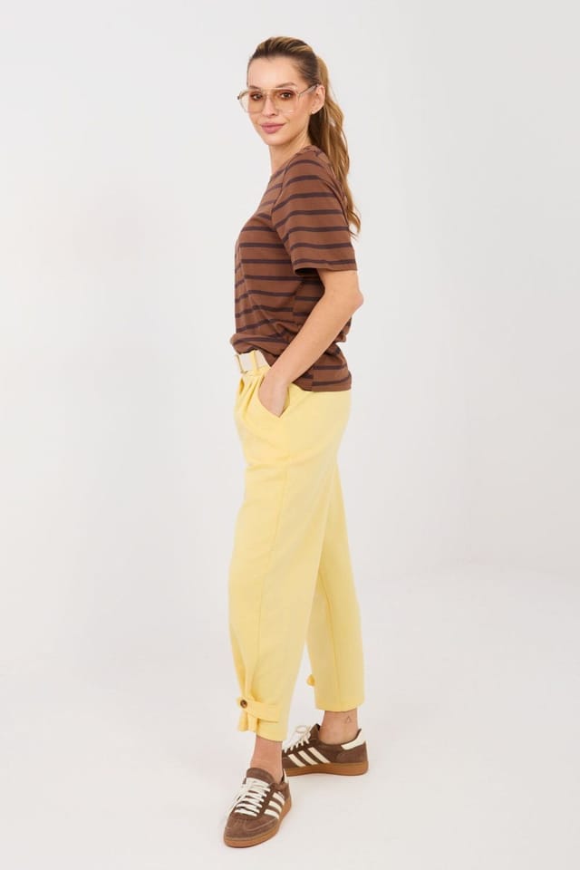 Love Lace Love Lace Women's Butter Soft High Waist Tapered Sweatpants in Yellow - 2