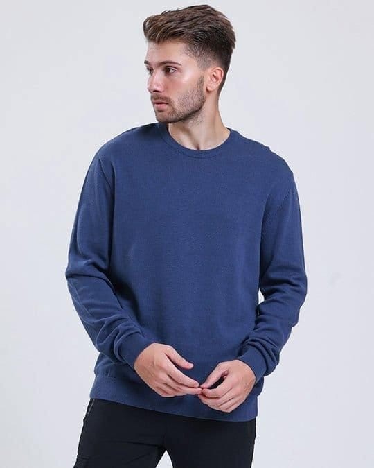 Alse Studio Alse Studio Men's Premium Quality 100% Cotton Crew Neck Long Sleeve Jumper in Indigo - 2