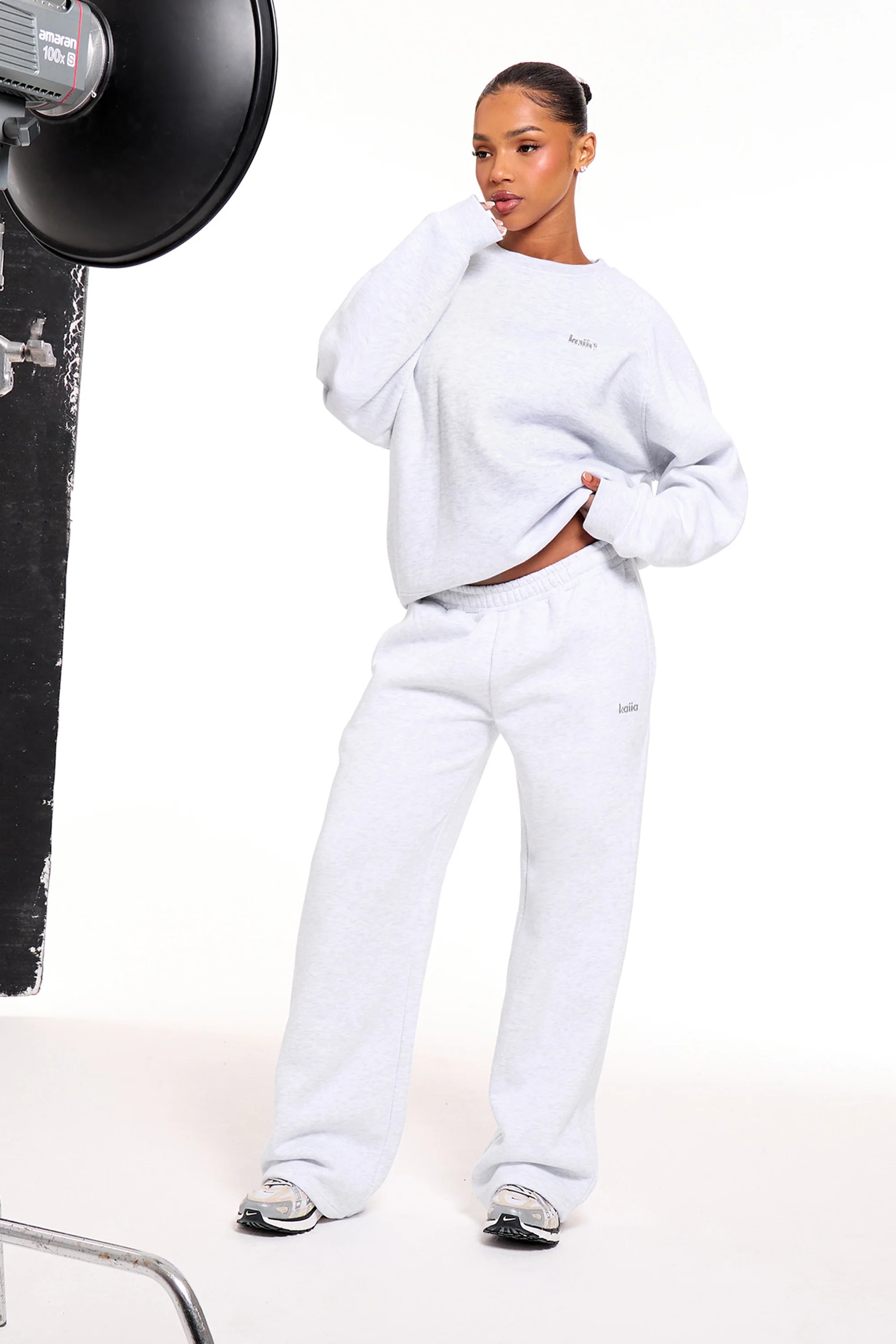 Kaiia Kaiia Chrome Logo Oversized Sweatshirt Grey Melange - 2