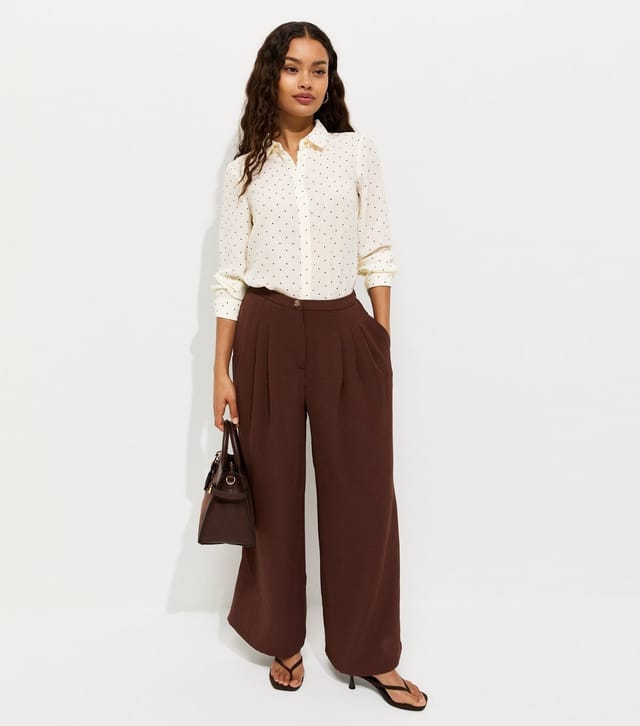 New Look Women's Petite White Polka Dot Gold Button Shirt New Look - 2