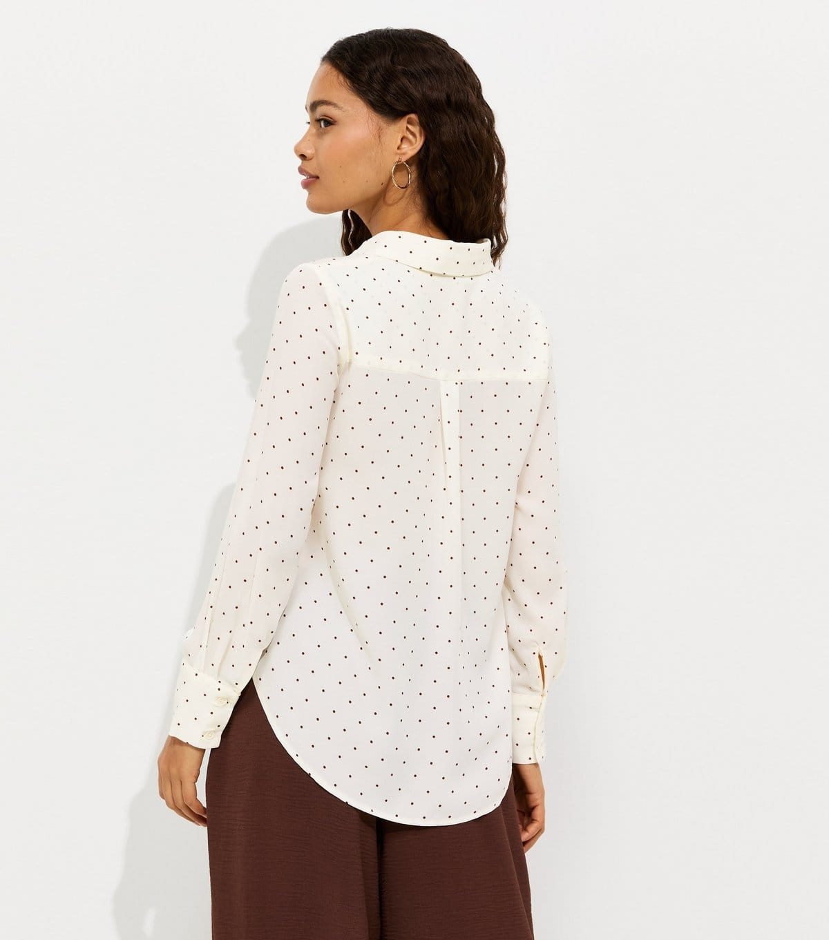 New Look Women's Petite White Polka Dot Gold Button Shirt New Look - 4