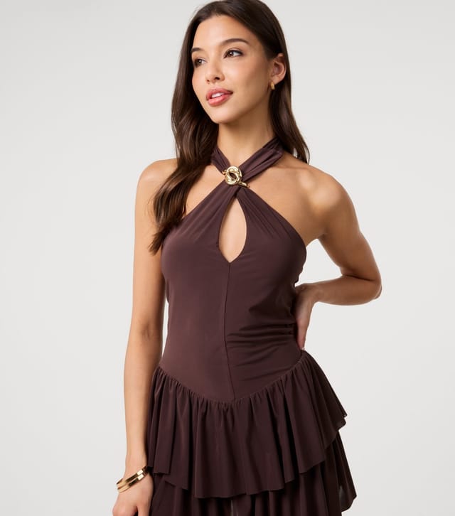 Pink Vanilla Women's Brown Keyhole Rara Skirt Playsuit Pink Vanilla New Look - 3