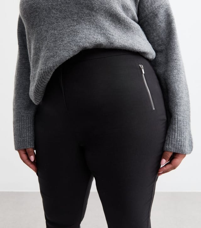 New Look Women's Plus Size Black Side Zip Slim Trousers Curves New Look - 2