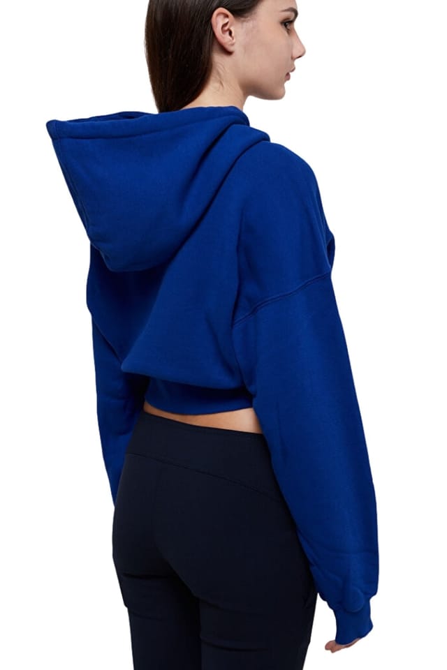 Off-White Off-White Women's Embr Long Sleeve Hoodie Cropped Hoodie in Cobalt - 3