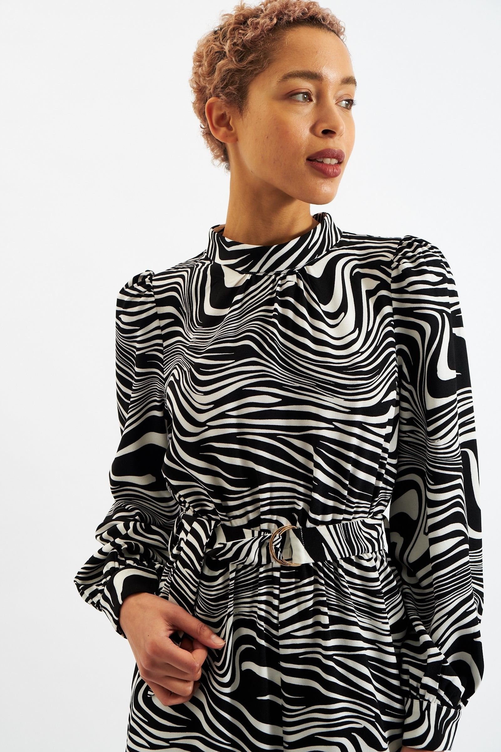 Louche Louche Women's Gayane Zebra Pop Print Long Sleeve Jumpsuit - Black & White - 3