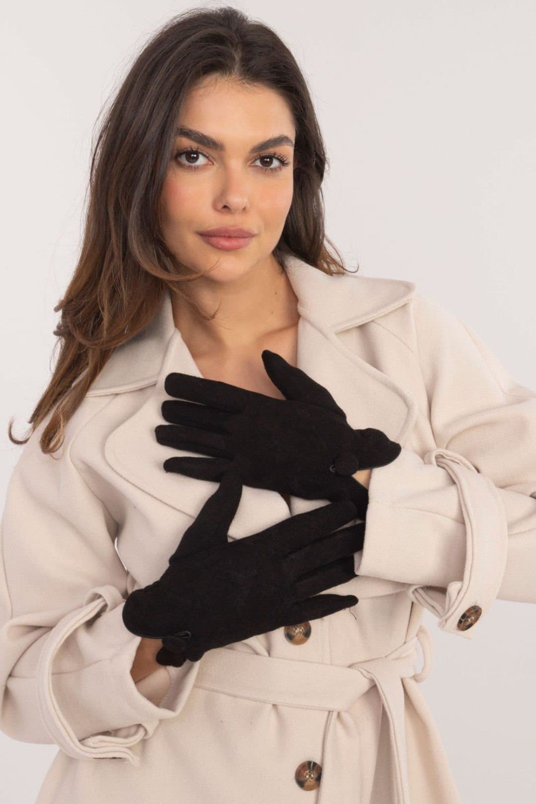 Love Lace Love Lace Women's Elegant Insulated Smooth Touchscreen Gloves With Flower Stitch in Black
