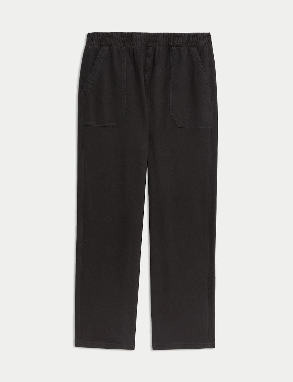 Marks & Spencer M&S Denim Jersey Straight Leg Trousers Black