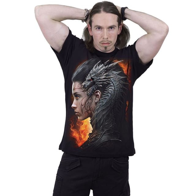 Spiral Direct Spiral Direct Men's Draco Queen Back Print T-Shirt in Black - 3