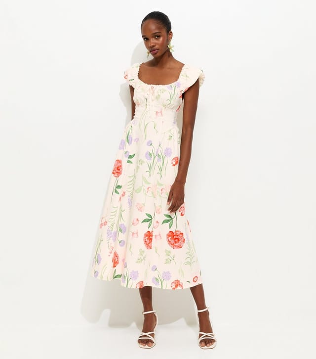 New Look Women's White Floral Print Corset Midi Dress New Look - 2