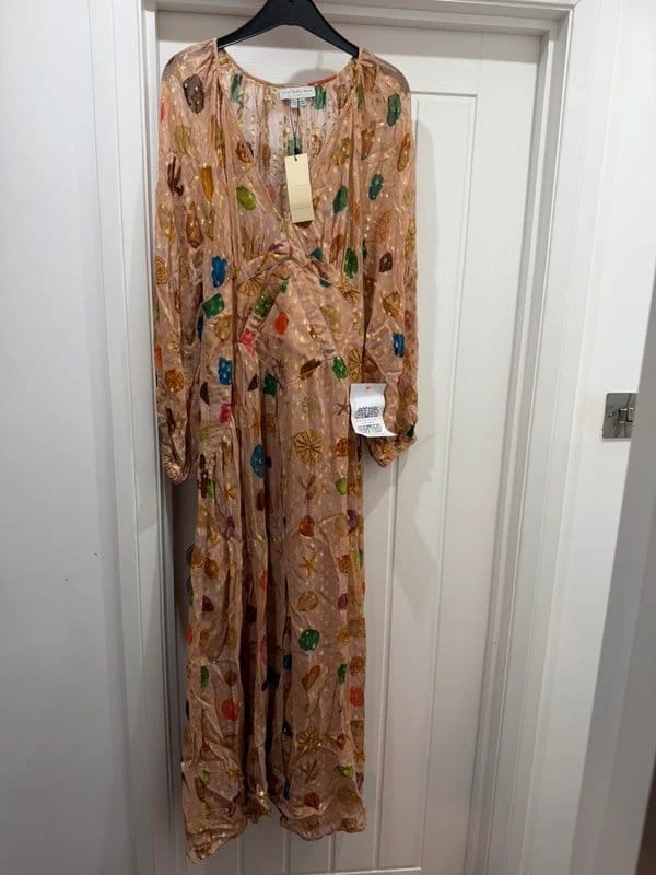 Never Fully Dressed Apricot Shell Print Maxi Dress