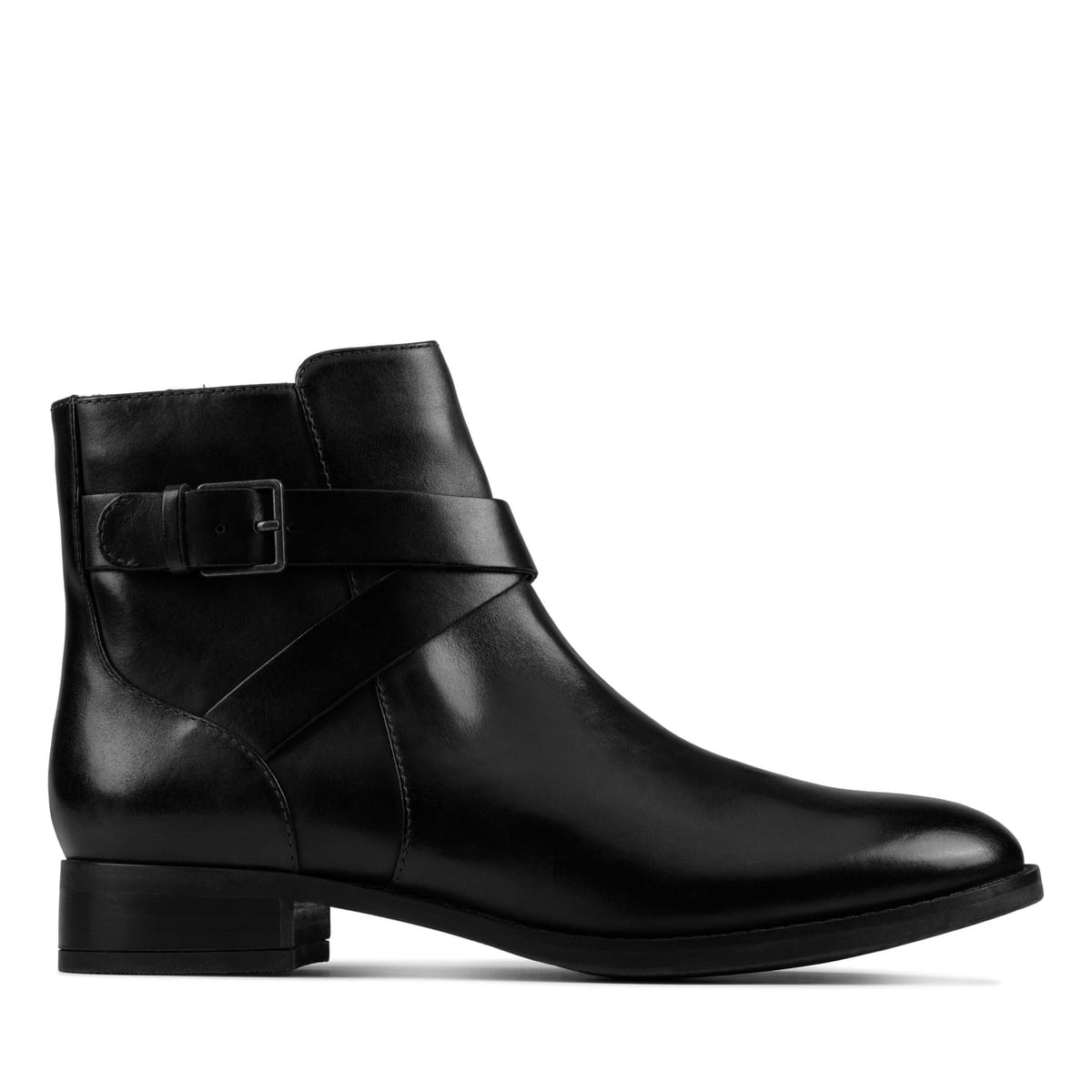 Clarks Clarks Women's Hamble Buckle Black Leather Ankle Boots - 1