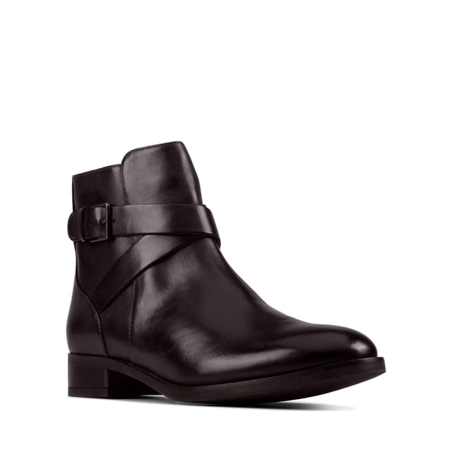 Clarks Clarks Women's Hamble Buckle Black Leather Ankle Boots - 2