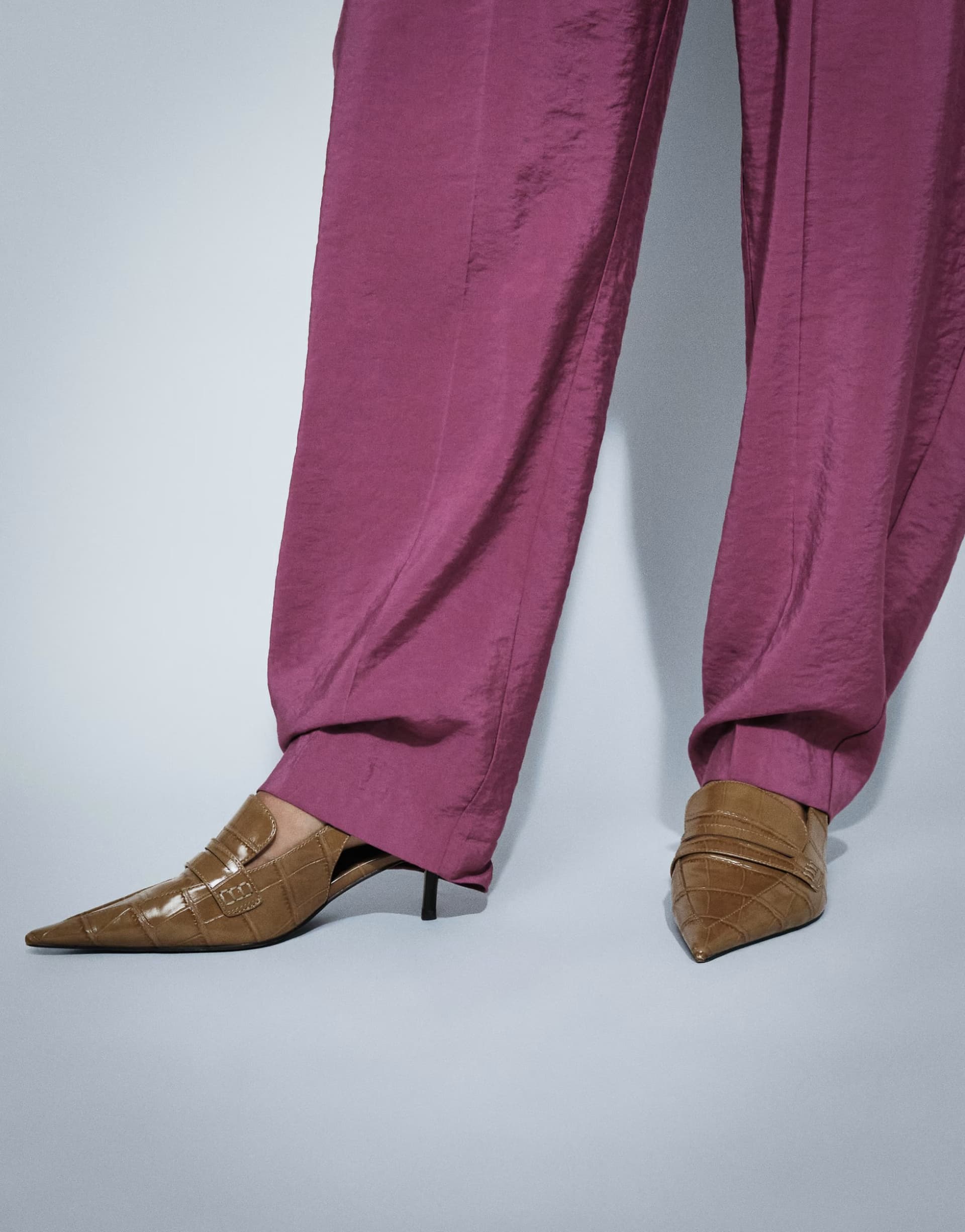 ASOS ASOS DESIGN Sundae slingback kitten heeled loafers in toffee croc