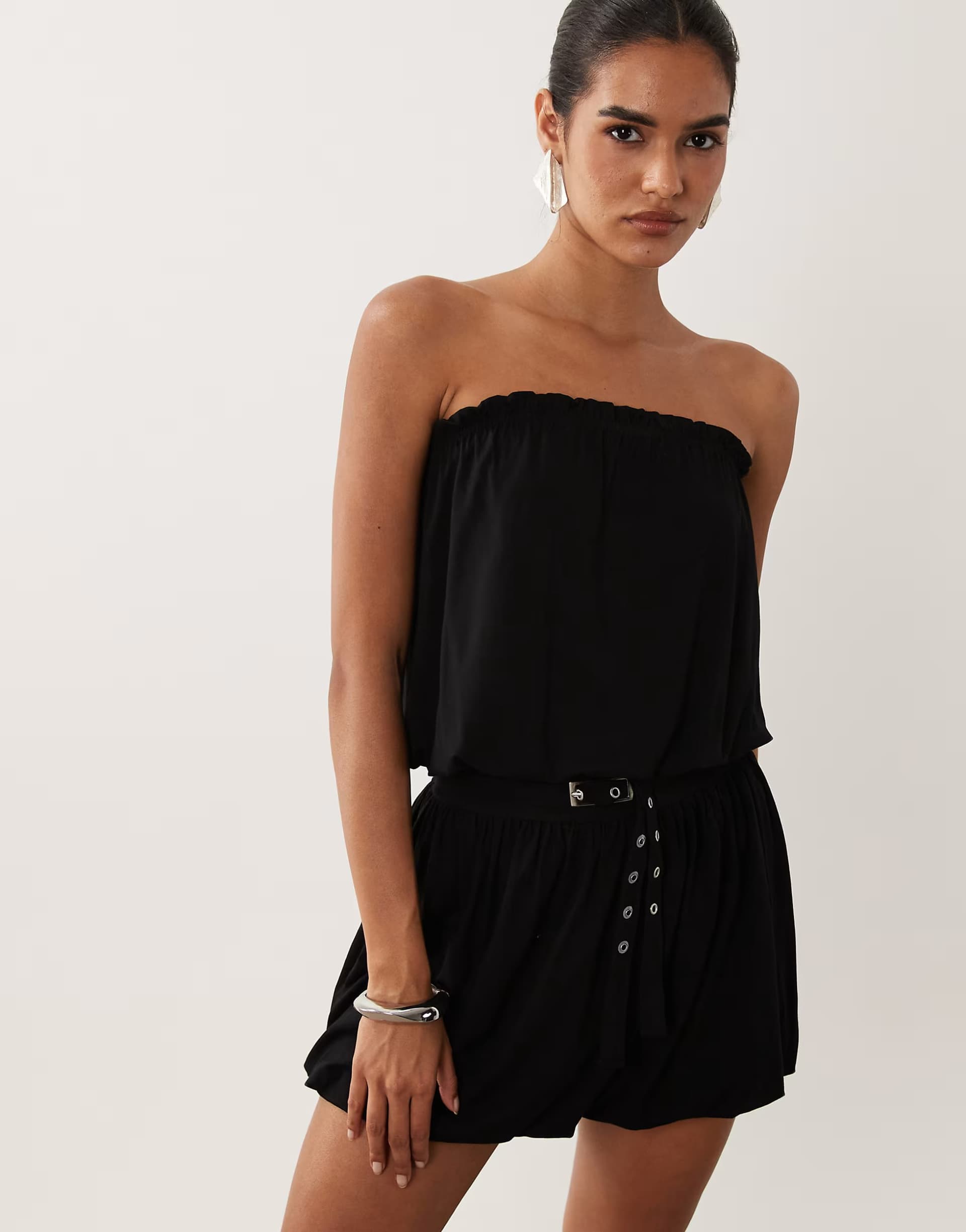 ASOS ASOS DESIGN belted bandeau mini dress in black
