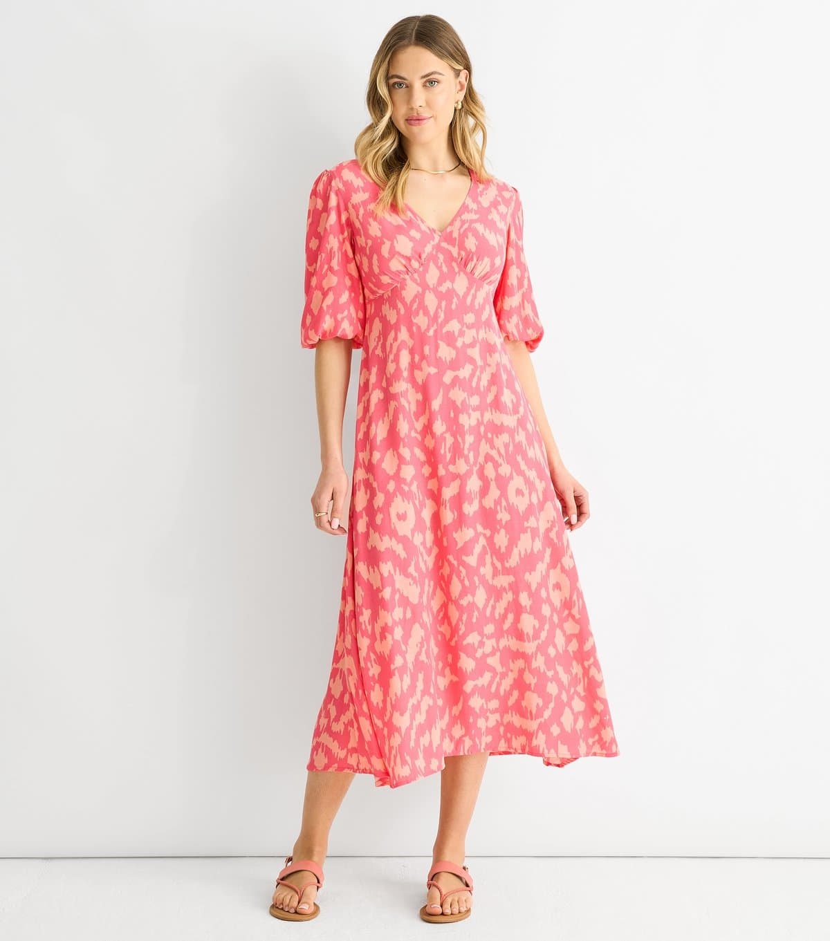 Gini London Women's Pink Animal Print Midi Dress Gini London New Look