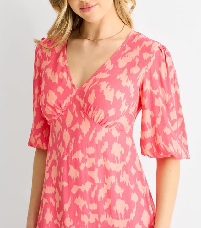 Gini London Women's Pink Animal Print Midi Dress Gini London New Look - 2