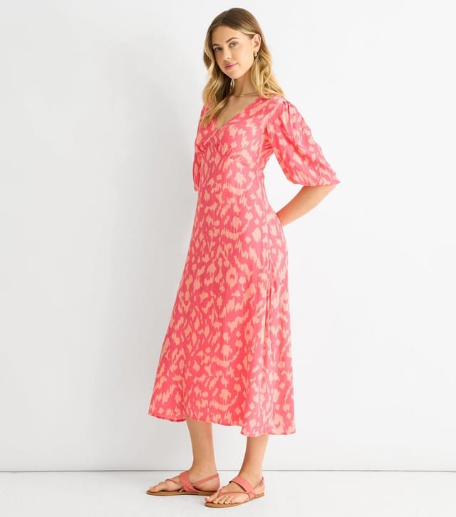 Gini London Women's Pink Animal Print Midi Dress Gini London New Look - 3