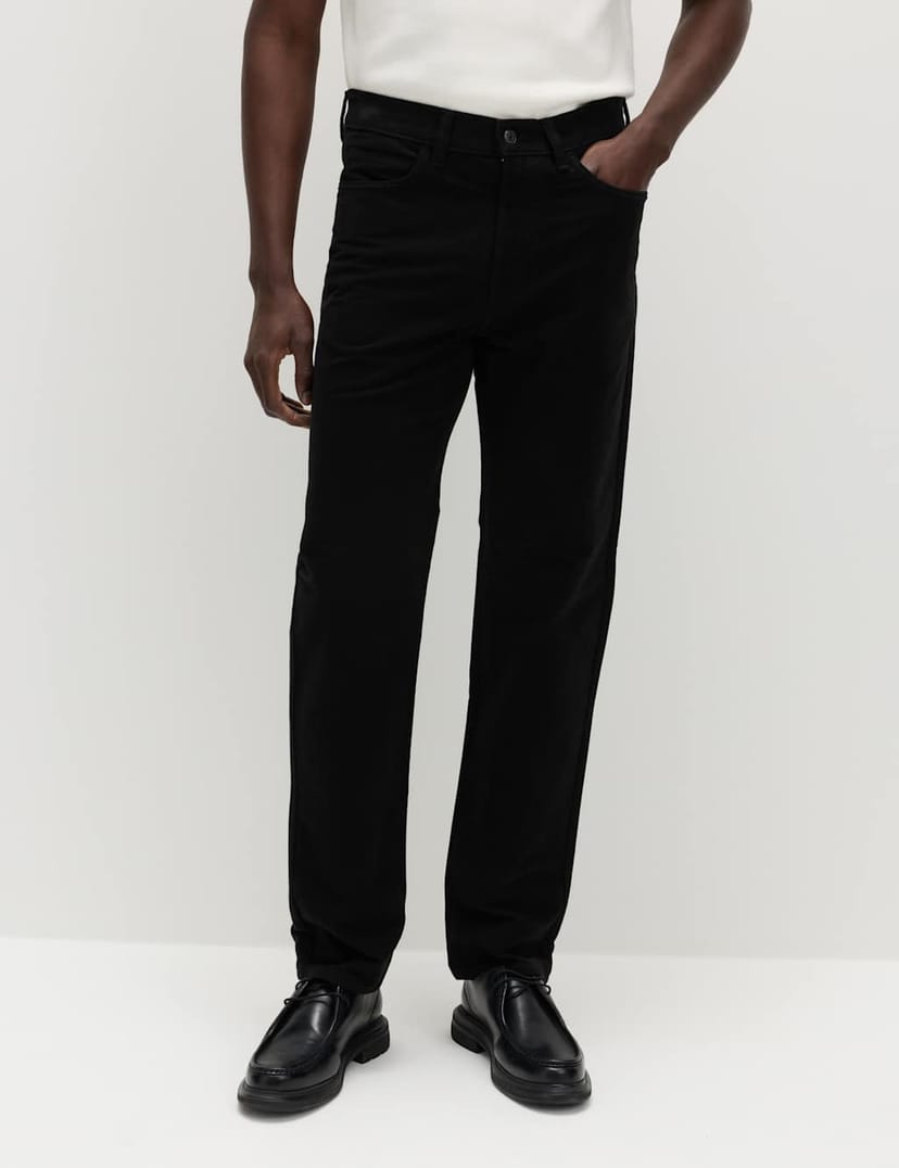 Marks & Spencer M&S Straight Fit Italian Moleskin 5 Pocket Trousers Black - 1