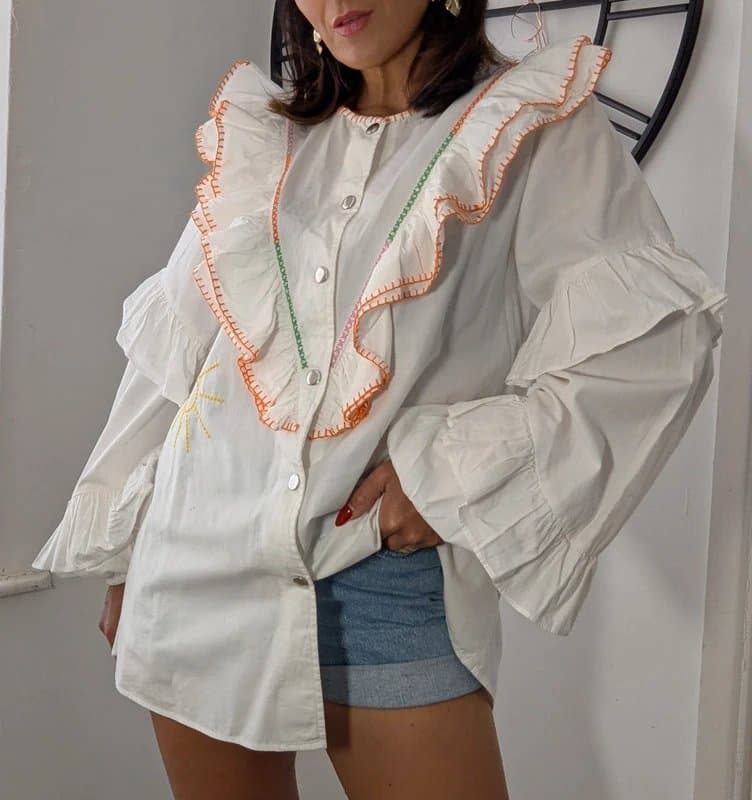 Never Fully Dressed Never Fully Dressed Embroidered Shirt Size Medium SKU 646