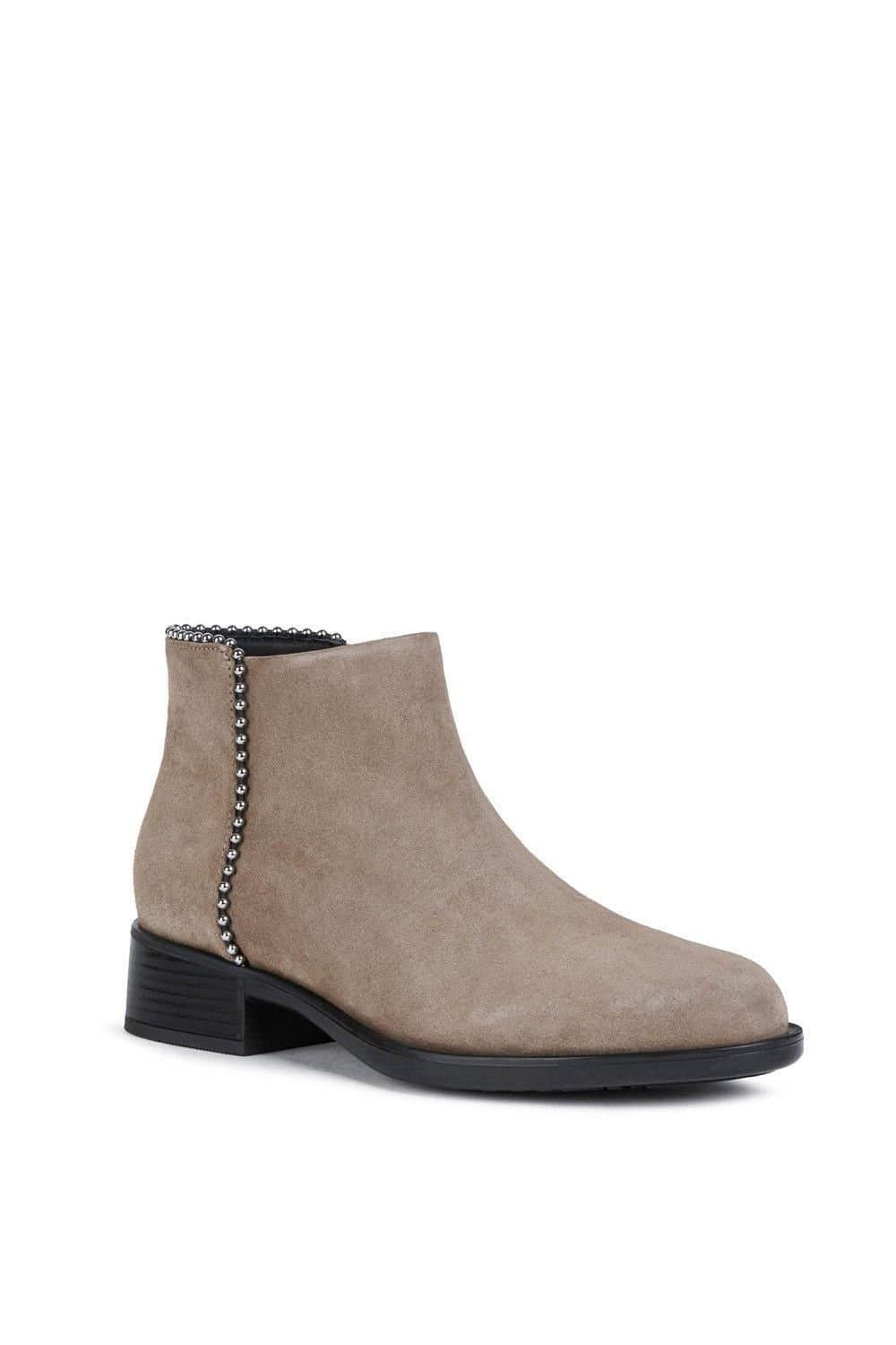 Geox Geox Women's Cream Suede Ankle Boots with Silver Beads