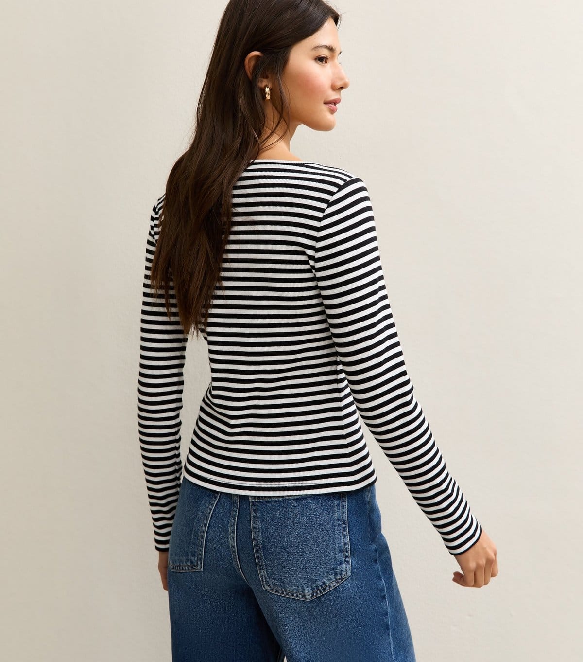 New Look Women's Black Striped Button Up Long Sleeve Top New Look - 4